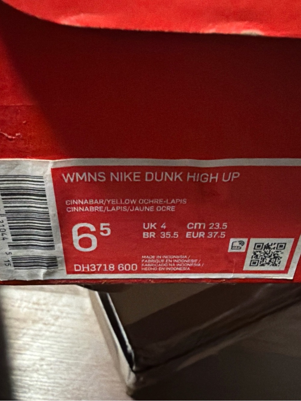 Nike Dunk High Up "Cinnabar" Women's Shoes Red-Gold - size 6.5 - Picture 7 of 7